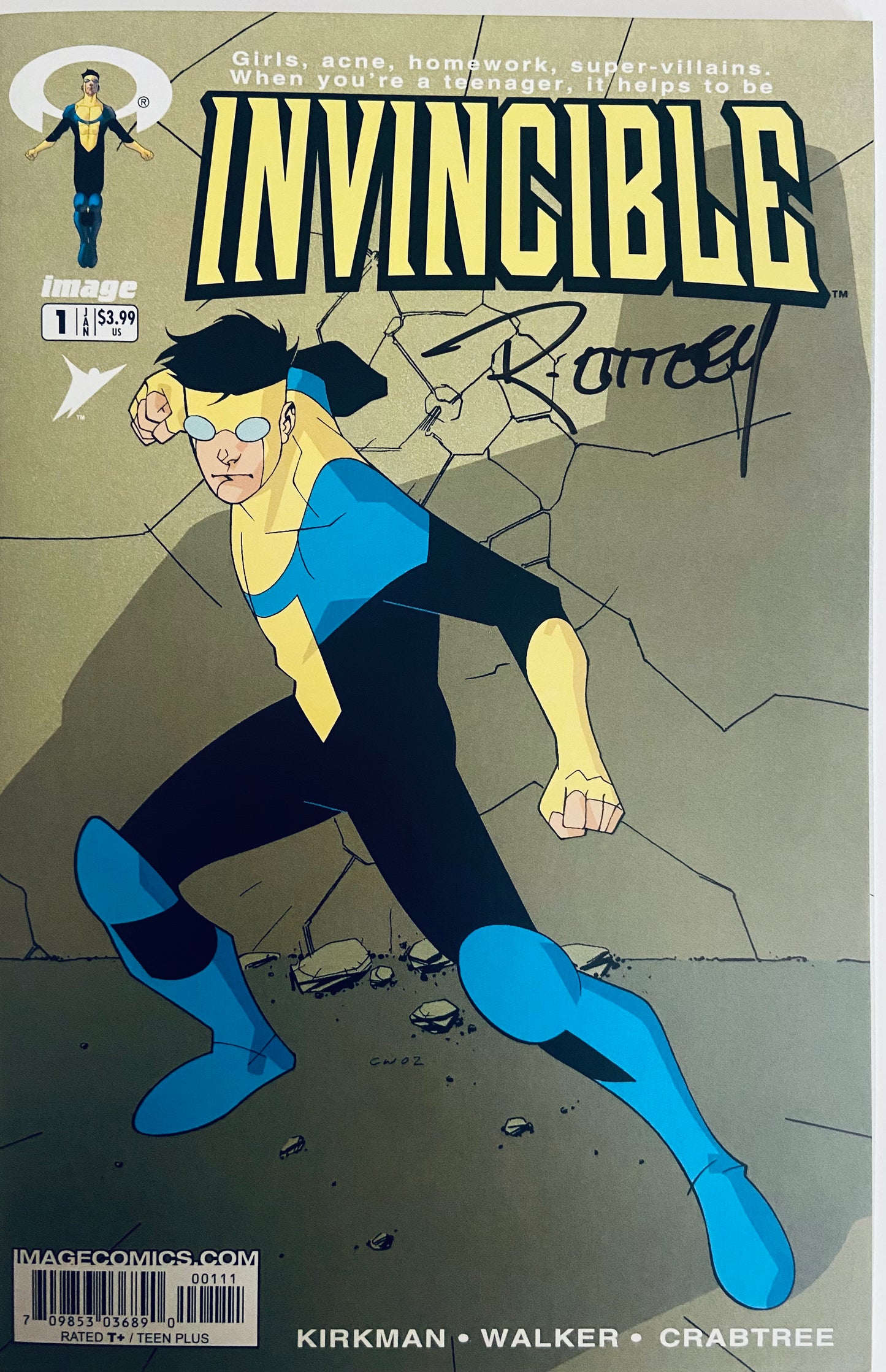 INVINCIBLE #1 FACSIMILE ED SIGNED BY RYAN OTTLEY W/COA