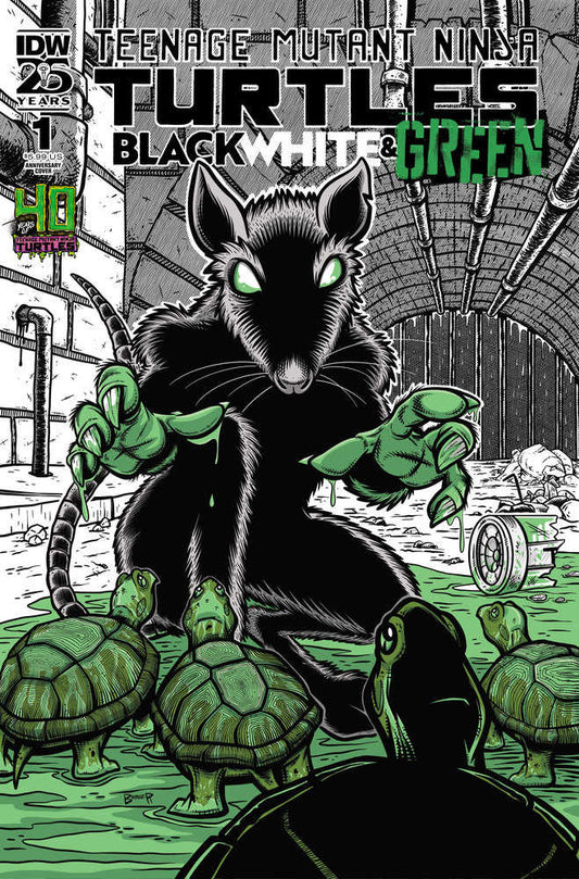 Teenage Mutant Ninja Turtles: Black, White, And Green #1 Variant 40th Anniversary (Berger) PRESALE 05-08-24