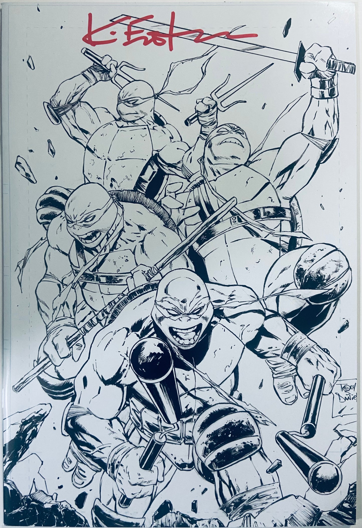 Teenage Mutant Ninja Turtles # 1 Black & White -Signed Kevin Eastman