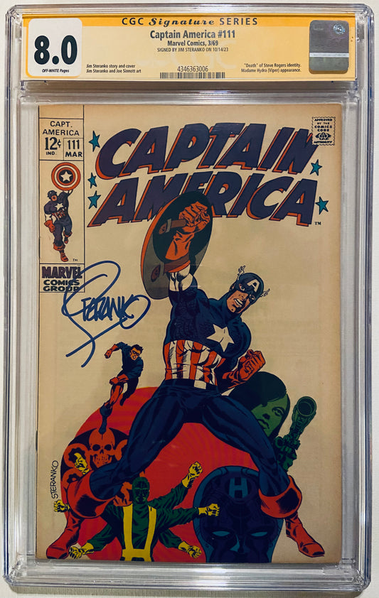CGC 8.0 Captain America #111 Signed by Jim Steranko