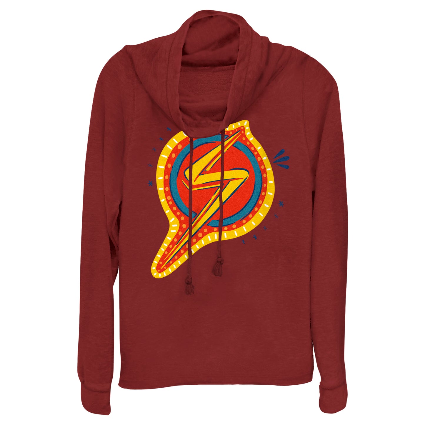 Junior's Marvel Ms Marvel Decorative Symbol Cowl Neck